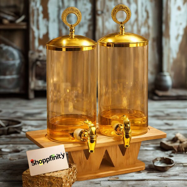 Luxury Double Beverage Dispenser with Stand 2 Jar Party & Juice Server
