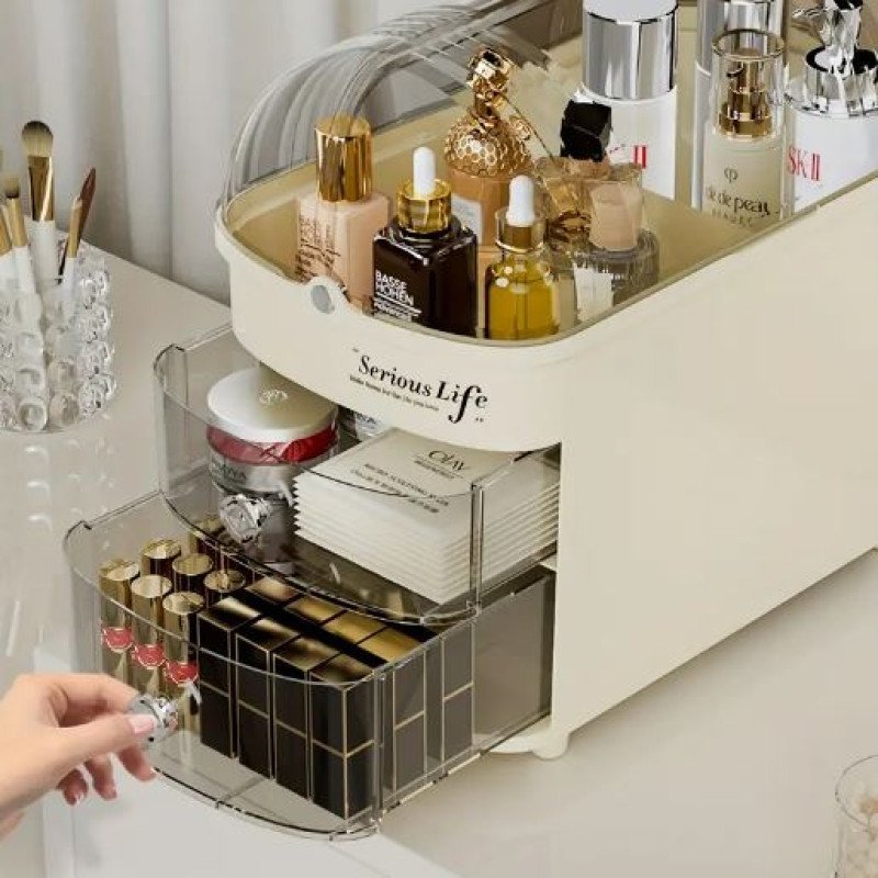 Luxury Cosmetic Organizer (Large Capacity) – Dustproof Makeup & Jewelry Storage Box