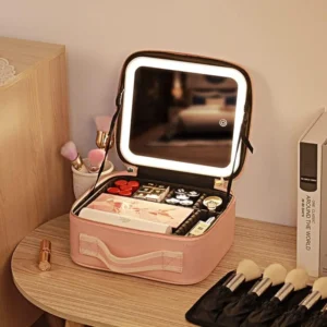 New LED Cosmetic Bag with Mirror – Portable Makeup Organizer