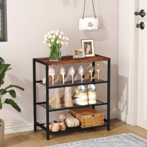 Elegant 4-Tier Multi-Purpose Shoe Rack Organizer โ Space-Saving Storage Shelf