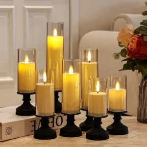 Luxury LED Candle Lamp with Glass Cover – Elegant Decorative Table Accent