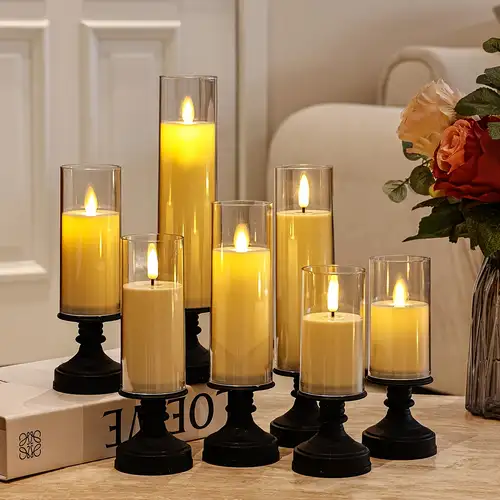 Luxury LED Candle Lamp with Glass Cover – Elegant Decorative Table Accent