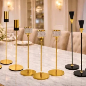 Luxury 3-Piece Metal Candle Stand Set – Elegant Home Decor Holders