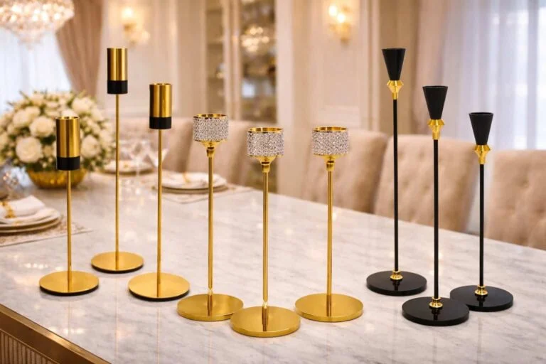 Luxury 3-Piece Metal Candle Stand Set – Elegant Home Decor Holders