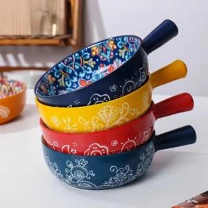 Premium Ceramic Handled Serving Bowl – Decorative Soup & Pasta Bowl (1 Pc)