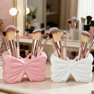Elegant Bow Multi-Purpose Organizer – Toothbrush & Makeup Brush Holder
