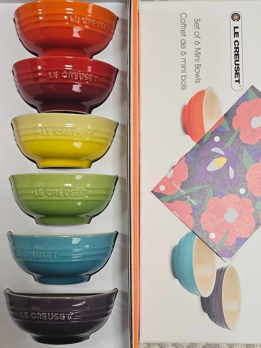 Le Creuset Rainbow Stoneware Mini Bowl Set (6 Pcs) β Premium Serving & Dessert Bowls
